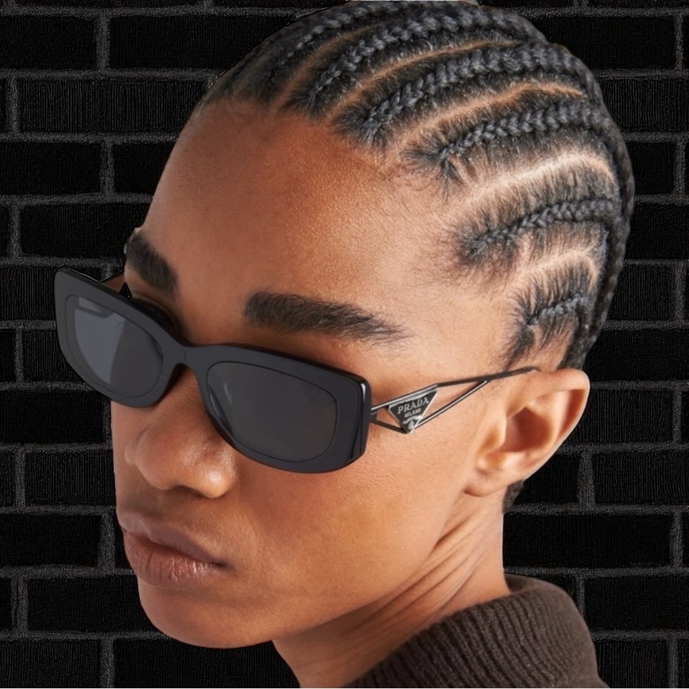 Prada Black Sporty Rectangular Sunglasses